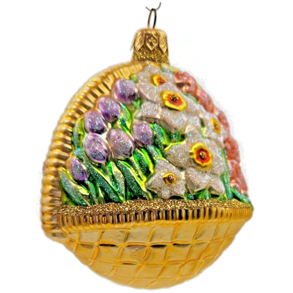 Patricia Breen Flowers For My Love Purple Tulip Basket Spring Christmas Ornament - Picture 1 of 10